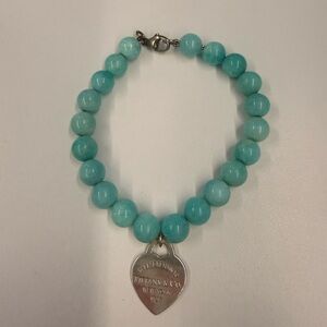 Tiffany & Co. Aqua Beaded Bracelet with Heart Charm ****SOLD *****